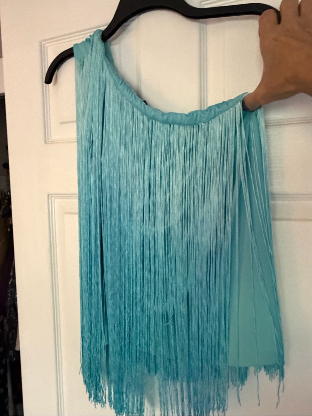 Turquoise Fringe One Shoulder Tank - Women